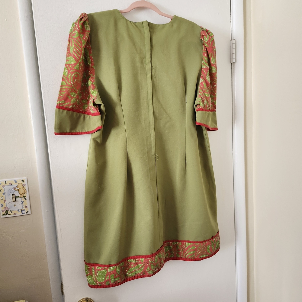 Handmade Green and Red Embroidered Mini Dress - Picture 9 of 13